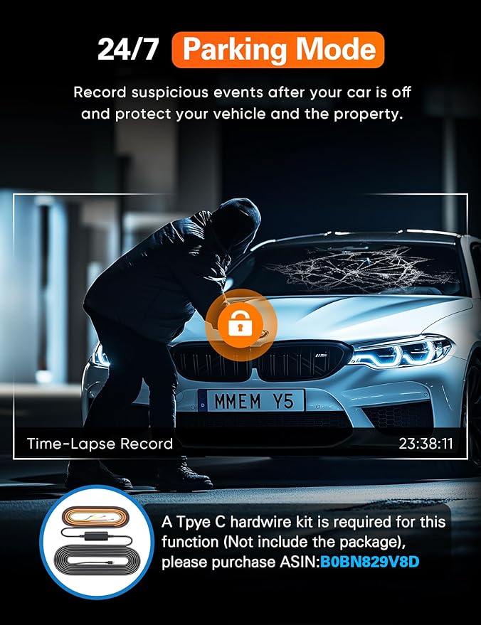 Navycrest 4K+2.5K WiFi Dash Cam Front and Rear, Built-in 5G WiFi, Free 64GB Card, Dash Camera for Cars, Dual Dashcam, G-Sensor, 24/7 Parking Mode, 3'' IPS Screen, Loop Recording, WDR Silver