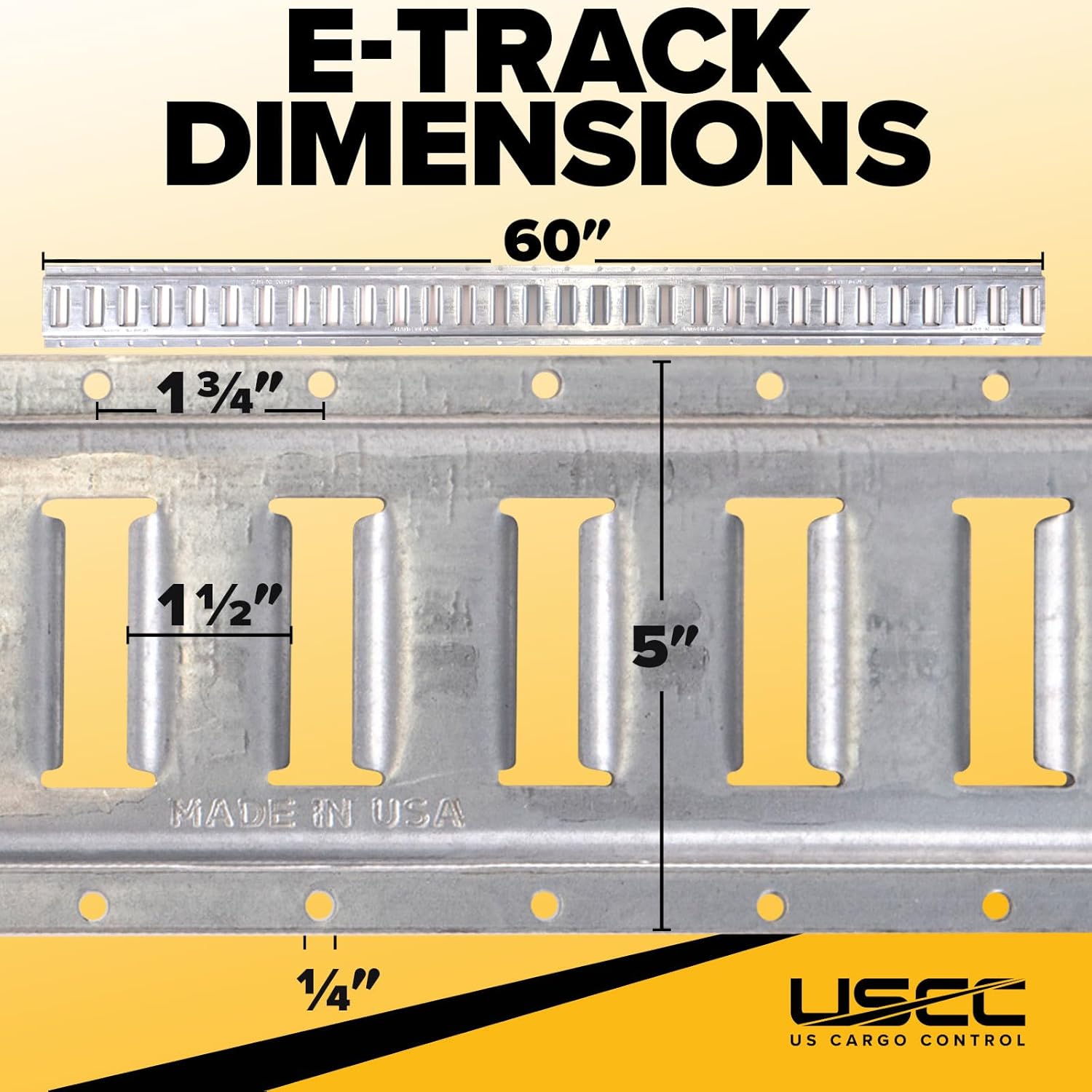 US Cargo Control Horizontal E Track, 5 Foot Length Cargo E Track, Galvanized Finish, 12 Gauge Steel, Easily Secure Cargo in an Enclosed Van Trailer, 10 Pack