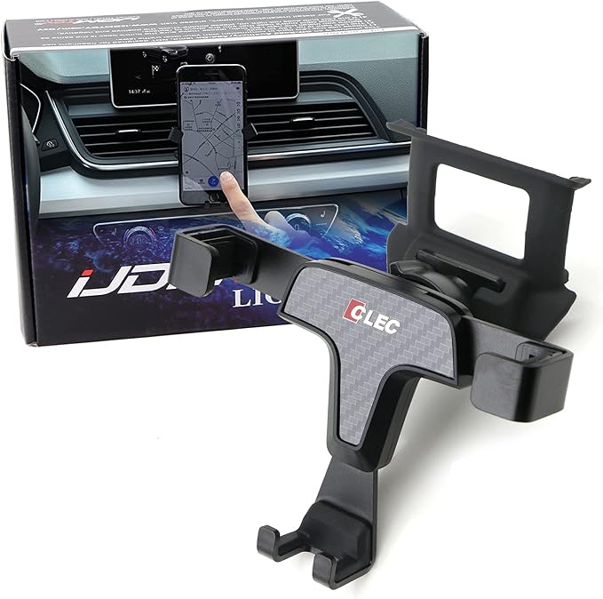 iJDMTOY Smartphone Gravity Holder w/Exact Fit Clip-On Dash Mount Compatible with 2017-up Audi A4 A5 (Won't Occupy Air Vent Opening)