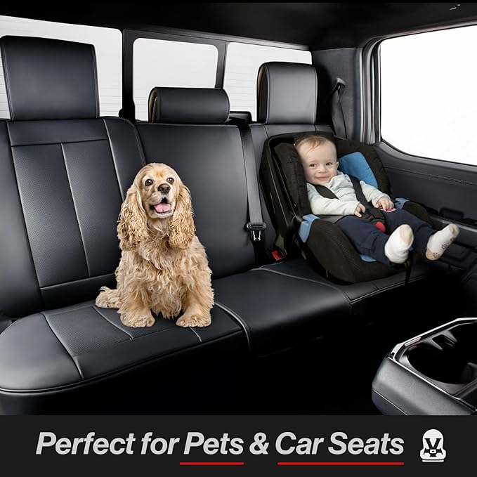 Coverland Custom Fit Car Seat Covers for SUV Compatible with [Jeep Grand Cherokee, Grand Cherokee 4xe] Premium Water Resistant Leather Non-Slip Interior Protector [Full Set Black - Size Chart X74]