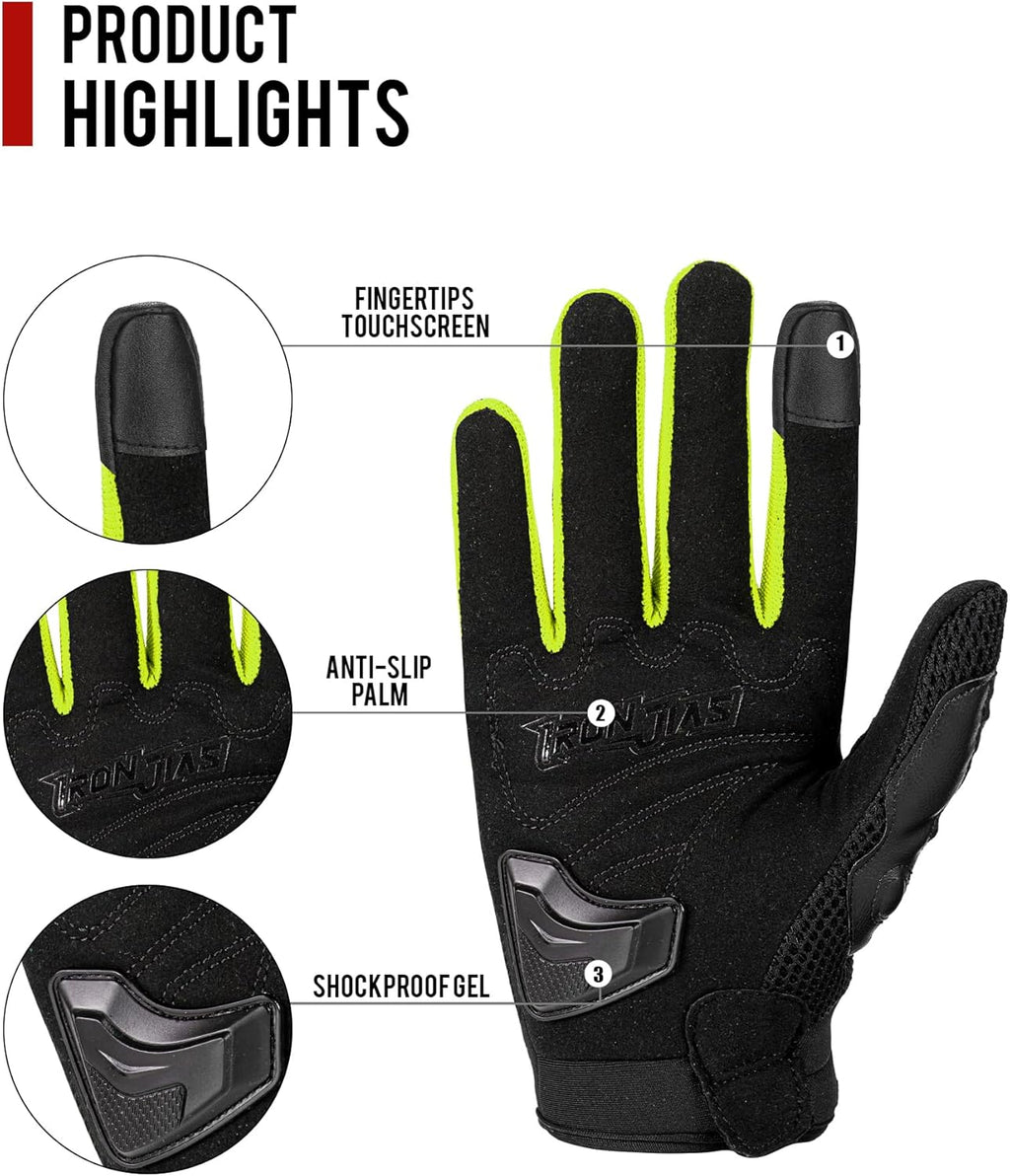 BORLENI Motorcycle Gloves Touch Screen for Men Women Padding Hard Knuckle Cycling Motorbike ATV Hiking Riding Climbing Glove