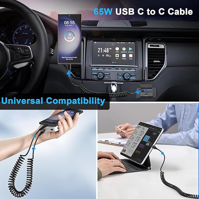 2 Pack 90W 12 Volt USB Outlet Panel Wall Mount Ouffun Dual 36W PD & QC3.0 18W Car USB Port Charger Socket with Dual 65W USB C Cable for Car Bus RV Truck