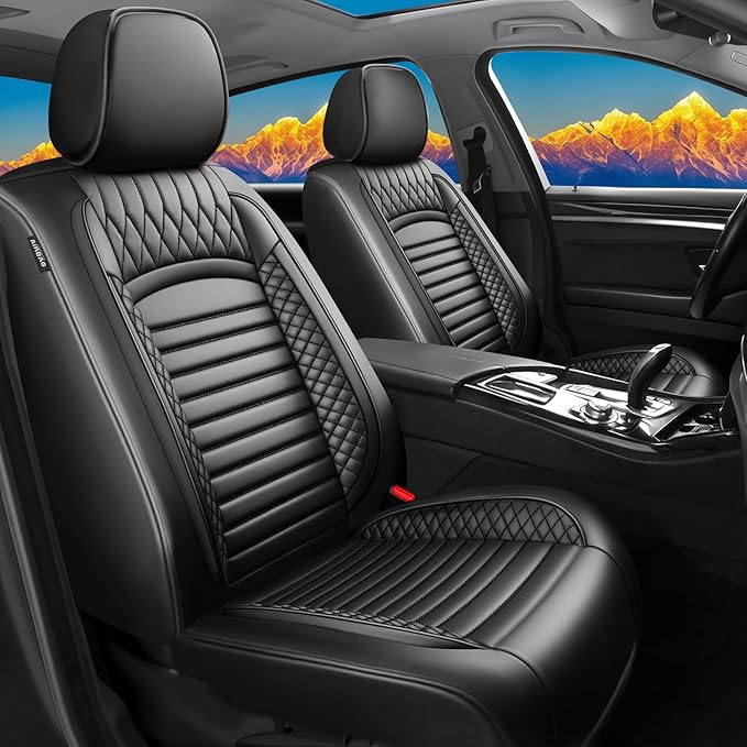 Fit Avalon Car Seat Covers for Toyota Avalon 2001-2024 2025 2026 - Upgraded Premium Waterproof & Breathable Leather, Airbag Compatible, All-Weather Seat Cushion Protector (Full Set, Black)