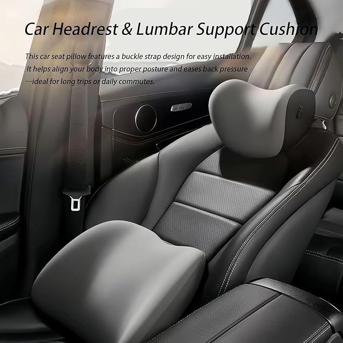 Car Lumbar Support Pillow and Car Neck Pillow Kit for McLaren 720S 2017-2020 2021 2022 2023 2024 2025 2026, Car Seat Neck Back Rest Pillows, Ergonomic Car Seat Headrest & Lumbar Cushion
