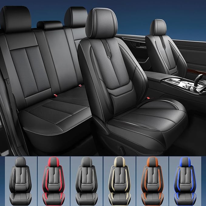 Fit Venue Car Seat Covers for Hyundai Venue 2020-2025 2026 -Upgraded Premium Waterproof & Breathable Leather, Airbag Compatible, All-Weather Seat Cushion Protector,2 Front/Black