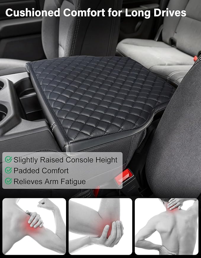 Center Console Cover for Dodge Ram 1500 2019-2025 New Model, Middle Console Lid Armrest Protector, Anti-Scratch, Black (Fits Jump Seat Console)