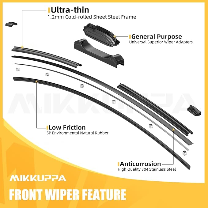 MIKKUPPA 26+"14+"12" Windshield Wiper Blades Replacement for 2007-2011 Toyota Yaris, Front & Rear Wiper Blades, Durable Stable Quiet All Season Wiper Blades Set (Pack of 3)