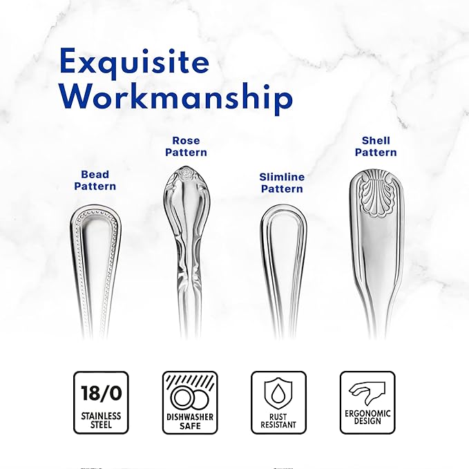 New Star Foodservice 58840 Stainless Steel Rose Pattern 3 Piece Flatware Set, Service for 12, Silver