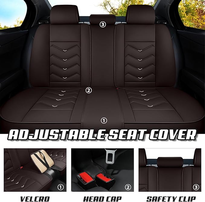 Car Seat Covers for Ford Expedition 2000-2025, Premium Nappa Leather Car Seat Cover, Stylish Sport Seat Covers， Automobile Seat Cover Sets.(Standard 5 Seats/Coffee Color)