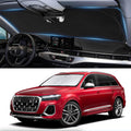 Custom fit Audi Q7 Windshield Sunshade for 2016-2023 2024 2025 2026 Audi Q7 SUV Shades Cover for Windshield Sun Visor Screen Protector 210T Reflective Blocks UV Rays Cool Car Accessories