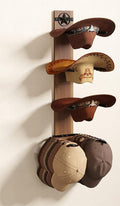 Hat Holder Rustic Wood Star Design – 2-Piece Organizer with Extra Wide Wooden Boards (12cm / 4.72"), 4-Hook Cowboy Hat Rack for Wall, Western Decor, Hat Storage Display Hanger