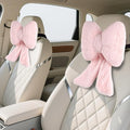 2 Pack Bow Car Headrest Pillows Plush Neck Pillows for Travel Driving Office Chair Head Support Cushions, Also Cute Car Decor Accessories for Women (Pink)