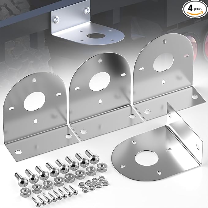 BJZ Watermelon LED Light Brackets, 304 Stainless Steel Mounting Brackets with Pre-Drilled Holes, Universal Watermelon Light L-Shape Holder for Car Truck Underglow Side Tail Roof Auxiliary Lights, 4Pcs