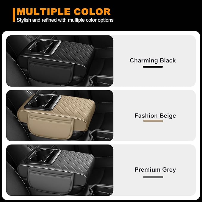 Armrest Cover for Car Fit for Jeep Grand Cherokee - Center Console Cover with Cup Holders and 2 Storage Pockets(Black)