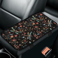 Flower Dragonfly Car Armrest Cushion Scratch Resistant Car Center Console Cushion Pad Full Coverage Armrest Cover Center Console Cushion Fit for Cars Truck SUV or Vans