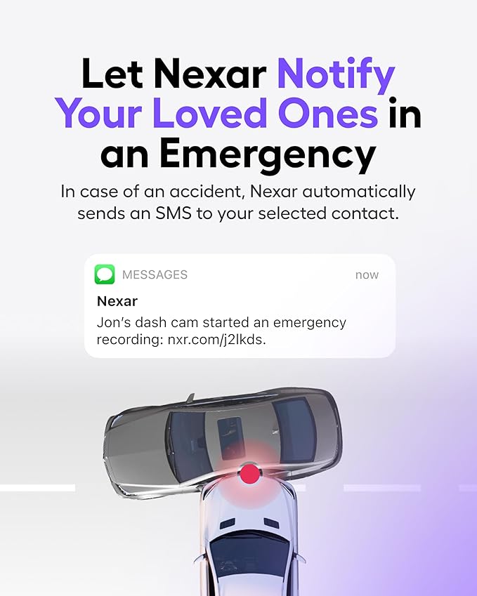 Nexar Beam GPS Dash Cam - 1 Year Nexar App Subscription Included - Unlimited Cloud Storage, Drive Recordings, Parking Mode, Night Vision, All Inside the Nexar App - WiFi HD Front Dash Cam (64 GB SD)