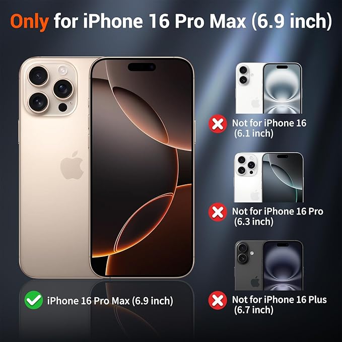 SUPFINE Magnetic for iPhone 16 Pro Max Case (Compatible with MagSafe) (Military Grade Drop Protection) Translucent Matte with Anti-Fingerprint Phone Case,Navy Blue