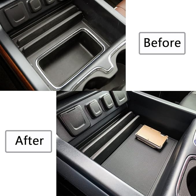 EDBETOS Center Console Secret Compartment Cover Compatible with GMC Sierra 1500/Chevy Silverado 1500 2014-2018, Sierra/Silverado 2500/3500 HD 15-19 Armrest Storage Lid Hidden Accessories Secret Pocket