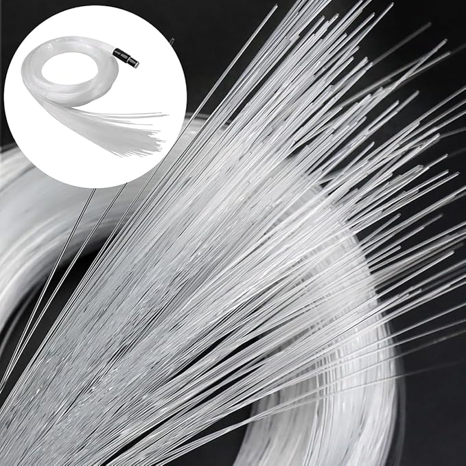AKEPO PMMA END Glow Fiber Optic 50pcs 13.1ft/4m Ф0.03in(0.75mm) Fiber Strands for LED Star Ceiling Sky Light Kit and Fibre Optical Lighting Decoration (Without Light Source)
