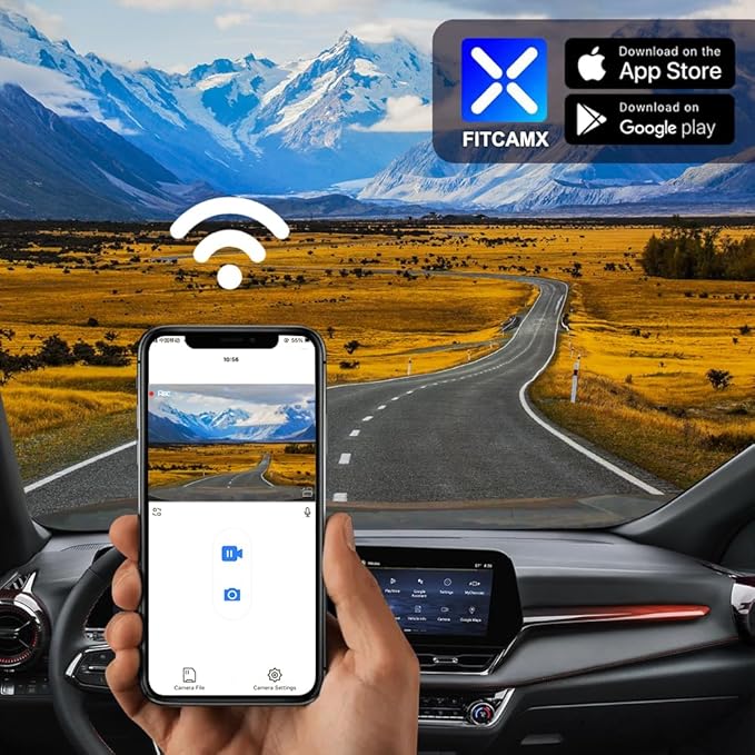 Fitcamx Front 2K+Rear 1080P Dash Cam Adapts for Chevy Equinox 2025 2026 Gas Powered (NOT EV Electric) HD2-1231, OEM Style, Dual HD Video, Loop Recording, WiFi & APP, G-Sensor, Easy to Set, 64GB Card
