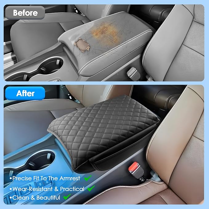 2024 2025 2026 Passport Center Console Cover for Honda Passport (RTL/TrailSport/EX-L/Black Edition), Cushion &Comfy Leather Armrest Cover 2025 2026 Passport Accessories (Padded)