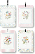 Retro Rustic Floral Car Air Freshener 4 Pcs Coconut Scented, Cute Girly Car Accessories Mirror Decor for Women, Cottagecore Flower Aesthetic Hanging Air Freshener for Cars Closet Drawer Books