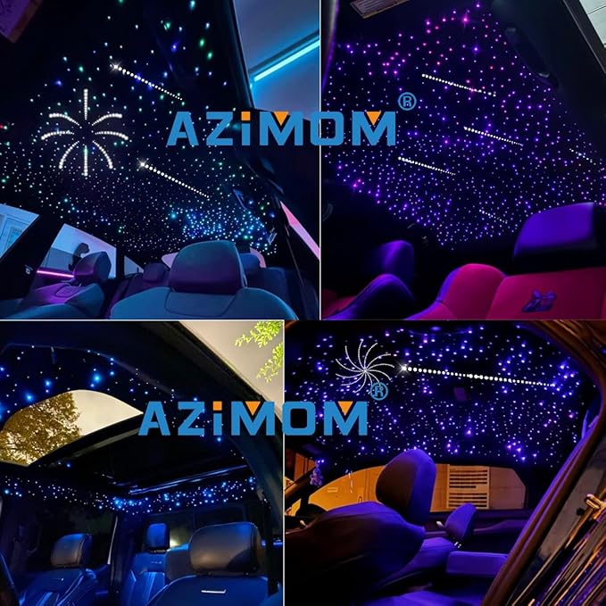 AZIMOM 2-in-1 Twinkle Meteor Fiber Optic Starlight Headliner Mixed310pcs 9.8ft Twinkle Stars+180pcs Shooting Star Sound Mode APP& Remote Control Starlight Meteor Kits for Car Home Ceiling