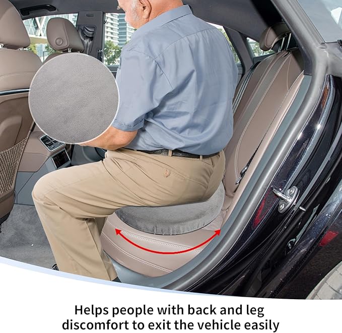 360 Rotating Car Seat Pad Revolving Swivel Seat Cushion for Elderly Stool Cushions Round Bar Stool Cushions Wheelchair Pad for Seniors Office 15.35" Diameter