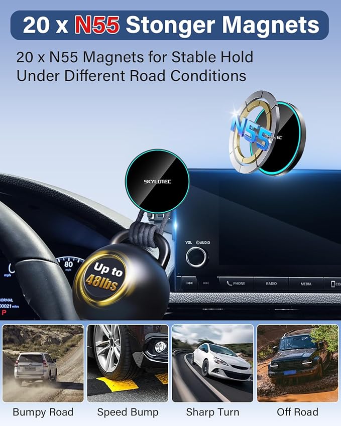 Phone Mount for Chevrolet Chevy Equinox 2025 2026 Accessories 11.3-inch Screen Fixed Clip, Car Magnetic Phone Holder Compatible with MagSafe, Magnets Fast Wireless Charger Cell Phone Base (Not for EV)