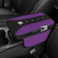 NBTEPEM Bling Crown Car Center Console Armrest Cover, Leather Middle Console Cover Cushion with 2 Storage Bags, Car Armrest Storage Box Interior Accessories for Most Vehicles(Purple)