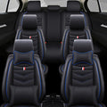 Car Seat Cover 7 Seats for Ford Explorer 2000-2025, Waterproof Durable Compatible Airbag, Premium Leather Seat Protector(7 Seats Luxury,Black Blue)