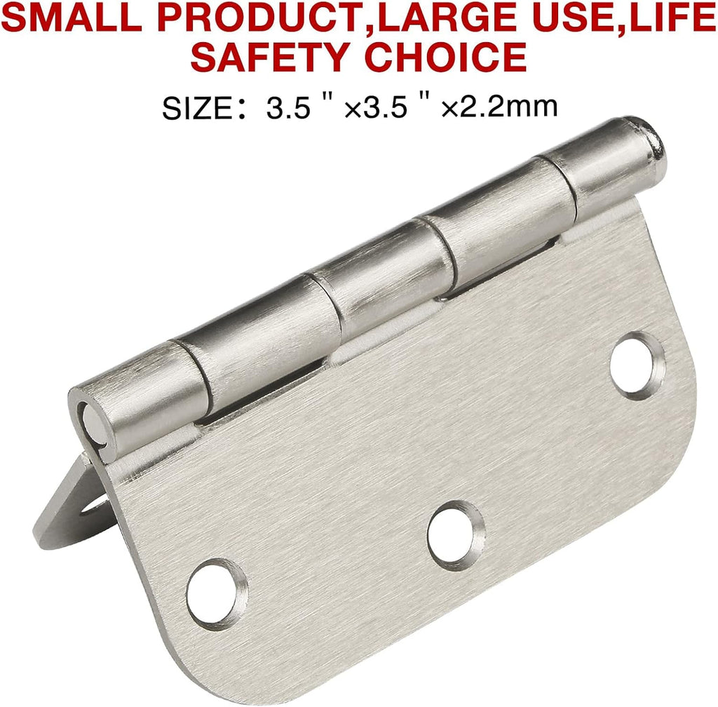 100 Pack Interior Door Hinges Brushed Nickel 3.5 inch x 3 1/2" 5/8" Round Residential Bi-fold Bedroom Standard Hinge for Wood Single/Double Bedroom Doors Silver House Hardware Kit Controls 3 ½"