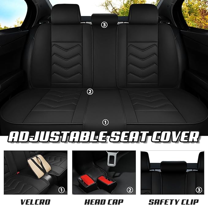 Car Seat Covers for Jeep Grand Cherokee L 2021-2025, Premium Nappa Leather Car Seat Cover, Stylish Sport Seat Covers， Automobile Seat Cover Sets.(Luxury 5 Seats/Pure Black)