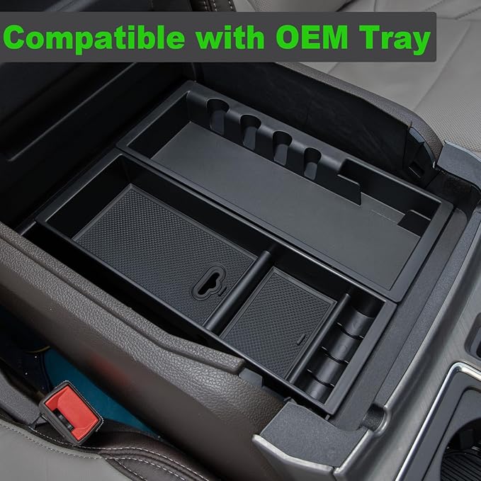PIMCAR Center Console Organizer for 2024 2025 2026 Ford F150 & F150 Lightning Insert ABS Plastic Tray Armrest Storage Box Interior Accessories(Work Great with The OEM Tray)- Only One Tray