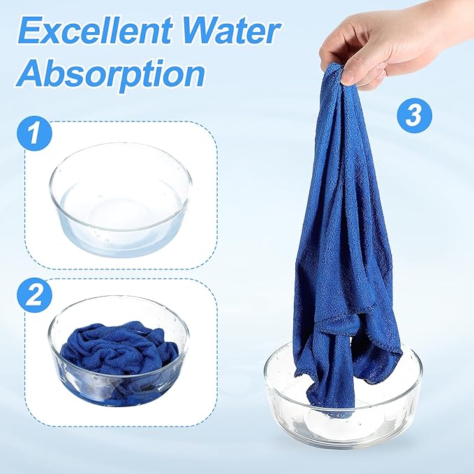 HARFINGTON 2 Pack Microfiber Cleaning Cloth, 28" x 12" Multi-Functional Cleaning Towels Reusable Absorbent Rags for Car Wash Kitchen Household Window Clean, Sapphire Blue