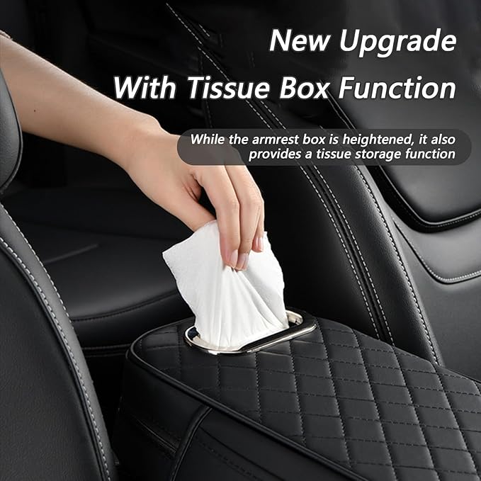 Center Console Cover for KIA Seltos 2019 2020 2021 2022 2023 2024 2025, Leather Arm Rest Armrest Cover for Car, Center Console Armrest Cover Armrest Storage Box, Interior Accessories,F Grey