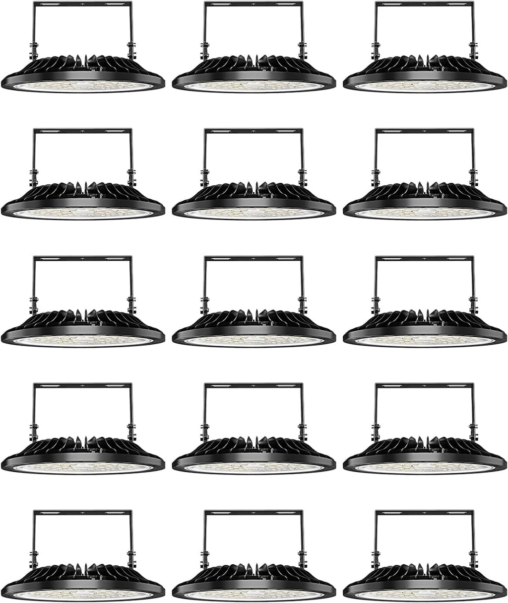 Viugreum High Bay LED Shop Lights, 200W UFO LED High Bay Light 20,000LM 120V LED High Bay Lights 5000K Daylight, Alternative to 900W MH/HPS for Garage Workshop Barn Factory Warehouse - 15 Pack