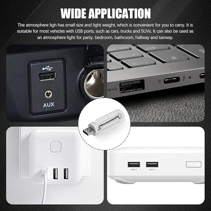 USB LED Car Interior Atmosphere Light, Auto Interior Lights, Plug-in USB Automotive Light, Universal Portable Auto Ambient Lighting Kit Car Accessories for Cars, Bedroom, Hallway (Blue)