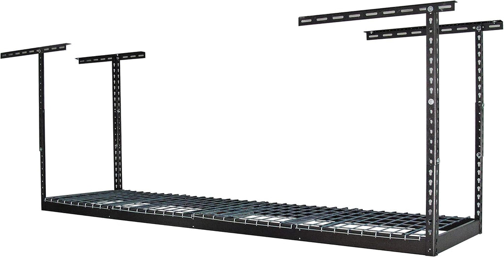 MonsterRax Overhead Garage Storage Rack 2x8, Ceiling Mounted Shelving, Adjustable Hanging Organizer, Heavy Duty Steel, 350 Pound Capacity, Color: Hammertone, Adjusts 24-45" from Ceiling