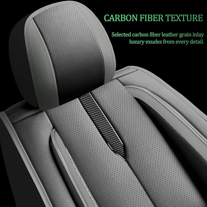 Fit Equus Car Seat Covers for Hyundai Equus 2011-2014 2015 -Upgraded Premium Waterproof & Breathable Leather,Airbag Compatible,All-Weather Seat Cushion Protector,2 Front/Black-Grey