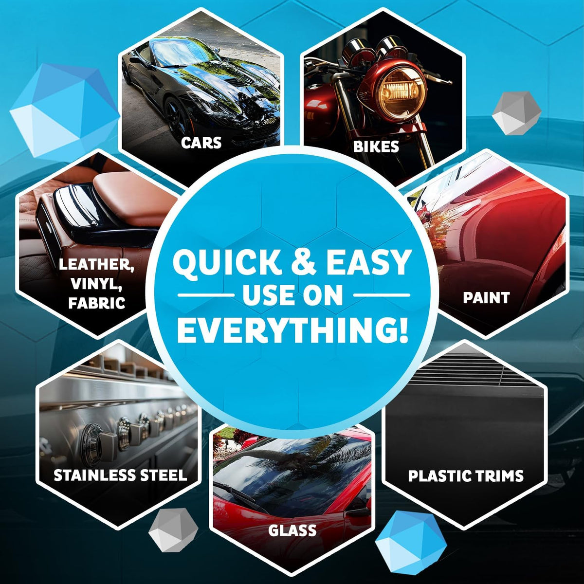 MAXL ONE ™ Car Spray with Triphene® Technology, Quick Spray & Wipe All Purpose Waterless Detailer - Clean, Shine, Protect Paint, Glass, Wheels, and Plastic Trim Without Pre-Washing (1 Gallon)