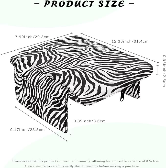 Car Center Console Cover with Storage Bag, Zebra Print Non-Slip Armrest Seat Box Cover Protector, Universal Car Decor Accessories Fit for Most Cars, Vehicles, SUVs