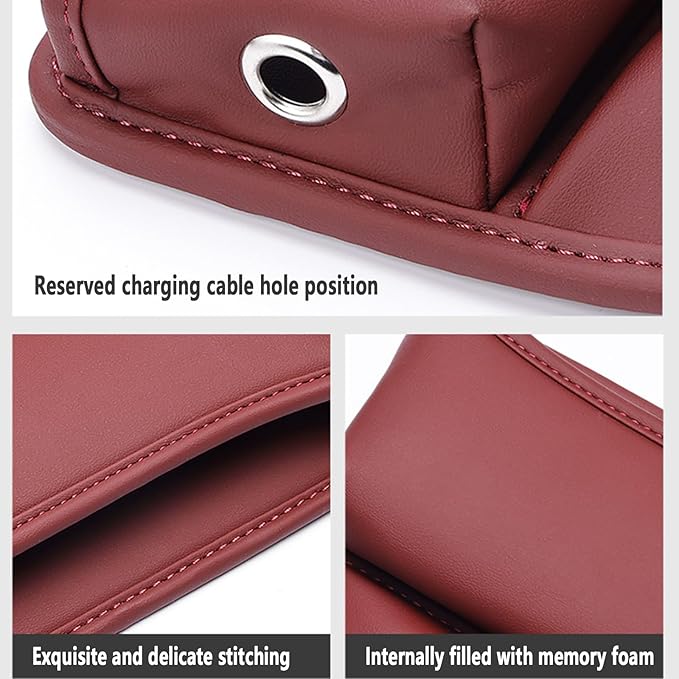 Universal Fit Premium Leather Car Seat Gap Filler Organizer, Center Console Organizer for Car SUV Truck（Burgundy, 1 Pack）