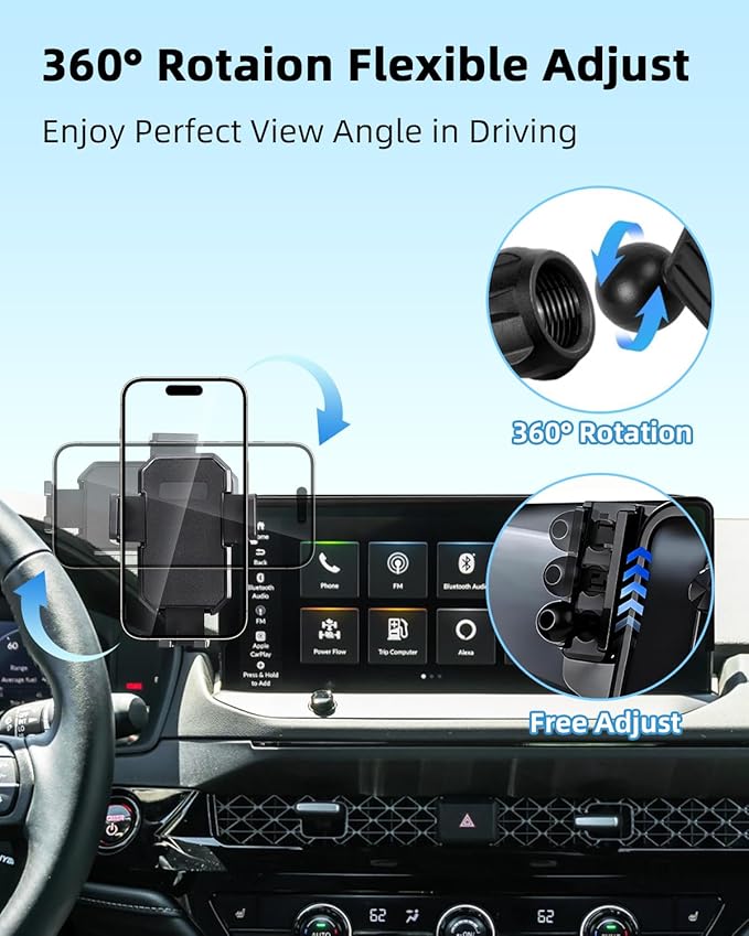 PZK Car Phone Mount for 2023-2025 2026 Honda Accord Hybrid Sport /-L/EX-L/Touring/Prime (Only for 12.3-Inch Screen) Magnetic 15W Fast Wireless Charger Car Phone Holder (Not Fit for LX/EX/SE Series)