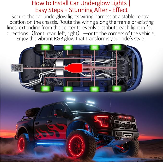 RGB LED Rock Lights Kit with APP/RF Remote Control Music Mode, Enhanced Underglow Lights Multi Zone Neon Underbody Light Multi Color 12V Waterproof for Trucks Jeep UTV ATV Golf Cart Offroad (12, p)