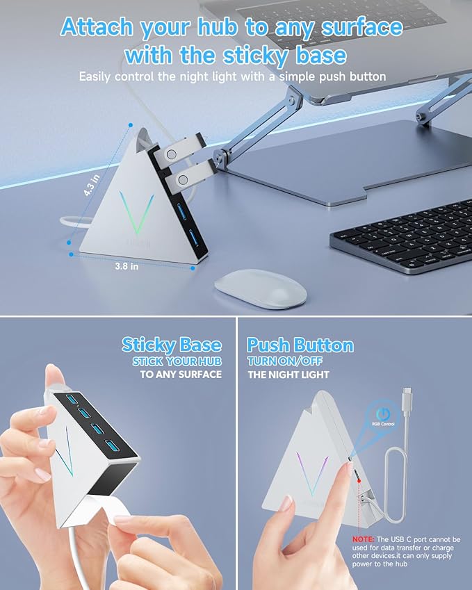 USB C Hub JoyReken,USB C to USB Hub with 4 USB 3.0 Ports,Type C Splitter for MacBook Pro/Air,iMac,Mac mini,Laptop,Surface Pro,XPS,Mouse,Keyboard,Flash Drive,Mobile HDD(2ft,White)