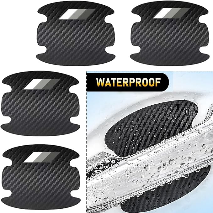 8PCS Stylish Car Scratch Protectors, Tri-Color 3 Colors Carbon Fiber Bowl Sticker, Universal Paint Guard Cover, Personalized Door Handle Cup Protector
