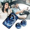 Car Armrest Cover Pads Universal Fashion Cute Auto Center Console Armrest Cover Pad with 2PCS Car Coasters Soft Waterproof Car Armrest Seat Protector for Women Girls, Blue Moon Butterflies
