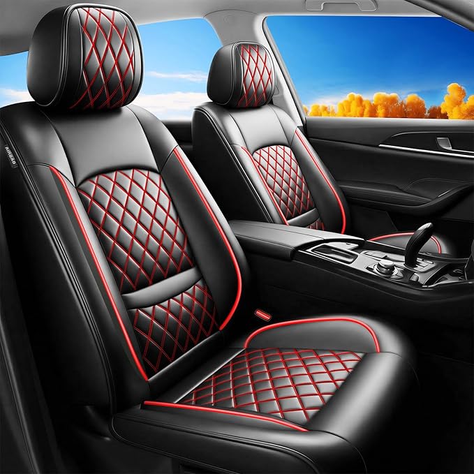 Fit for Equus Seat Covers Compatible with Hyundai Equus 2011-2016 - Waterproof Breathable Leather Automotive Seat Cushions Protector,Airbag Compatible,Full Set 5 Seats(Redline)