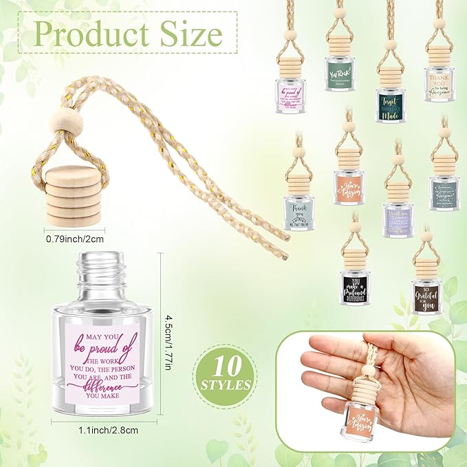 Funnymoom 10 Pcs Employee Appreciation Gifts Bulk Empty Glass Car Air Freshener Hanging Diffuser Thank You Gifts for Employee Nurse Staff Dietician Social Worker Volunteer